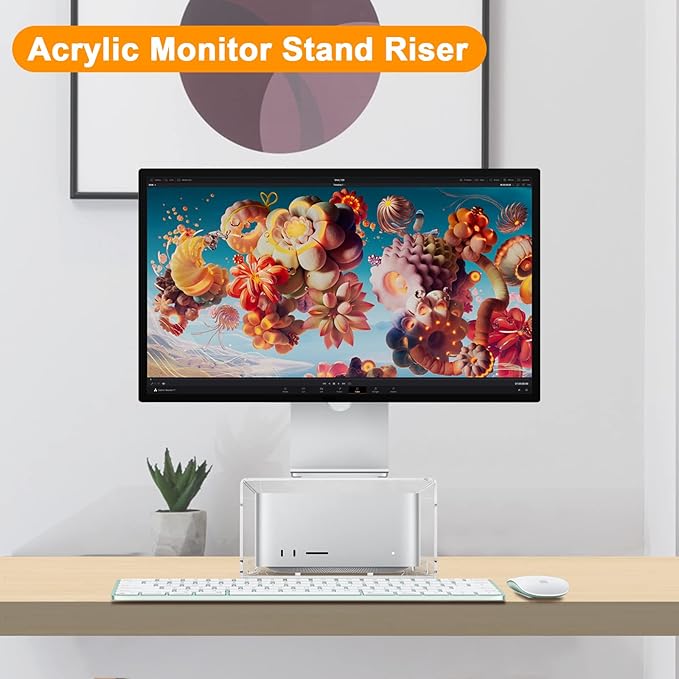 Acrylic Desktop Stand for Apple Mac Studio, Stand Holder Compatible with Mac Studio M4/M2/M1 Max, Mac Studio M3/M2/M1 Ultra, Mac mini M1 M2 M2 Pro 2010-2023 (Clear)