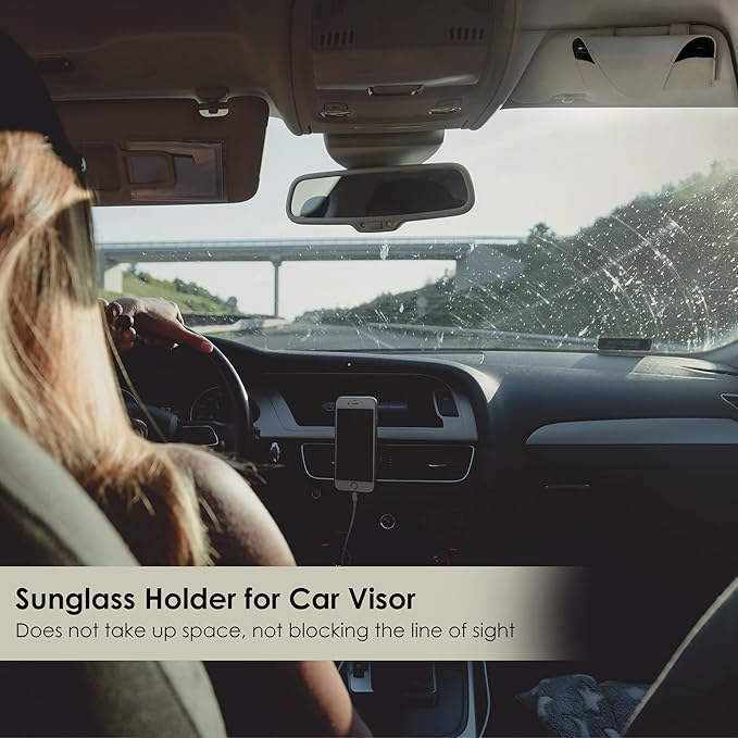 Magnetic Sunglass Holder for Car Visor Clip, Leather Car Glasses Holder, Visor Accessories Eyeglasses Holder Glasses Storage Case (02-Grey)