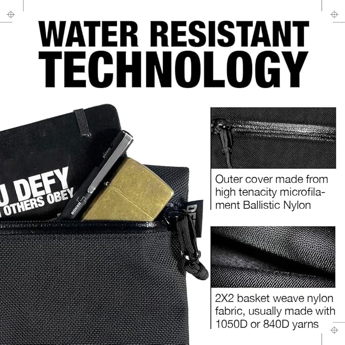 DEFY Project Ballistic Travel Pouch | Lightweight Nylon Organizer For Accessories | Premium Tech Wallet | Water Resistant Travel Organizer (Medium, Black)