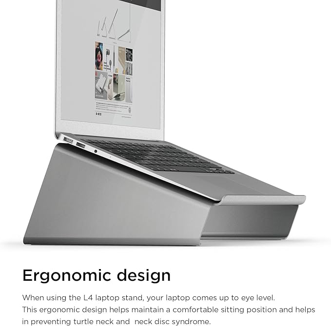 elago L4 Stand - [Desk Organization][Prevents Bad Posture][Natural Heat Sink] - for Laptop Computers (Dark Grey)