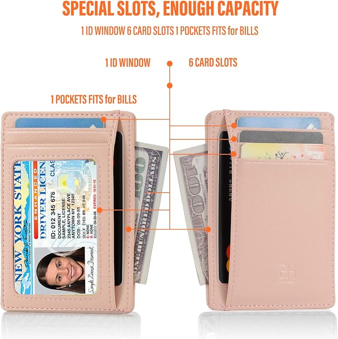 GH GOLD HORSE Slim RFID Blocking Card Holder Minimalist Leather Front Pocket Wallet for Women | Slim