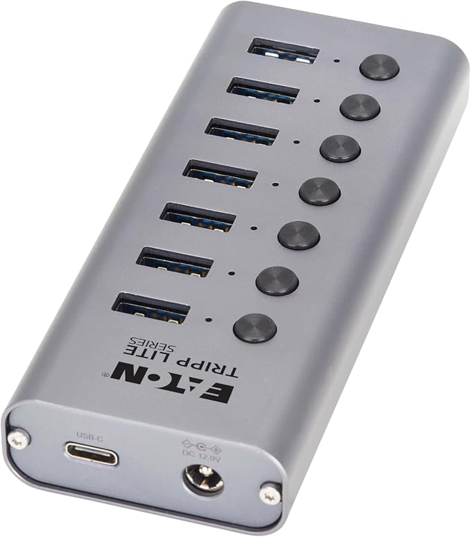 Eaton Tripp Lite Series USB C Hub 3.2 Gen 1 with 7 USB-A Ports and Individual On/Off Switch, 5 Gbps Data Transfer, Plug-and-Play, USBC Laptop Docking Station, 3-Year Warranty (U360-007-SW)