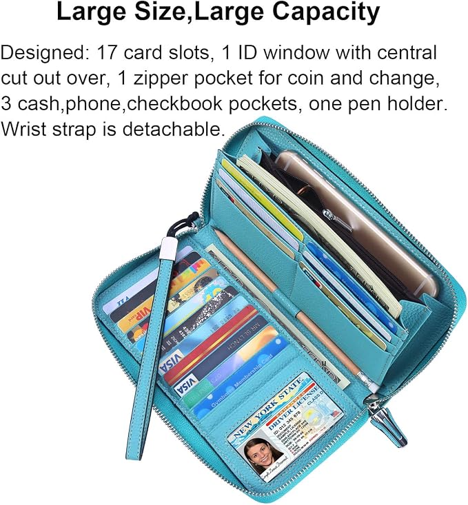 Lavemi Small Compact Women Wallet RFID Blocking Genuine Leather Bifold Purse with ID Windows