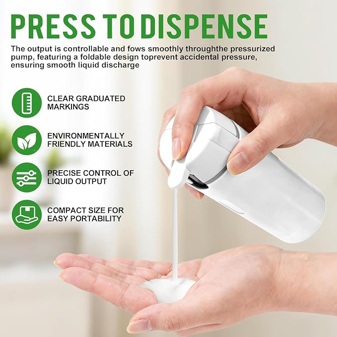 4 in 1 Travel Dispenser,4 Pack 30ML Travel Bottles for Toiletries,Refillable, Leak Proof and Portable,Suitable for Storing Shampoo, Shower Gel, Laundry Detergent, Suitable for Travel, Camping (White)