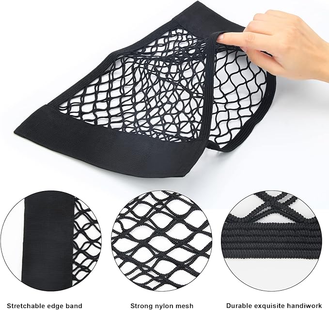 2PCS Universal Car Pouch Mesh Ceiling Netting Storage Auto Wall Sticker Net Pocket Elastic Trunk Organize Bag Black Load Cargo Mesh Storages Holder