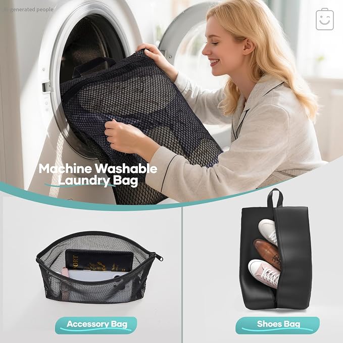 Veken 10 Set Compression Packing Cubes for Travel Essentials,Compressible Expandable Large Luggage Suitcase Organizer Bags for Clothing,Durable Space Saver Storage Bags with Makeup Bag(Black)