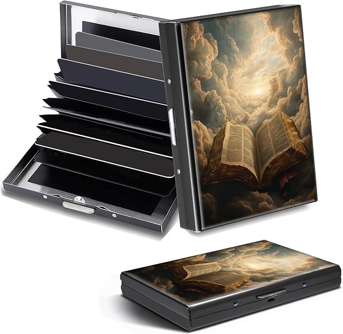 Credit Card Holder Books Design Mini RFID Blocking Aluminum Wallet Slim Metal Hard Cover Shell Travel Wallet ID Cases Small Credit Cards Case Business Cards for Women Men Girls