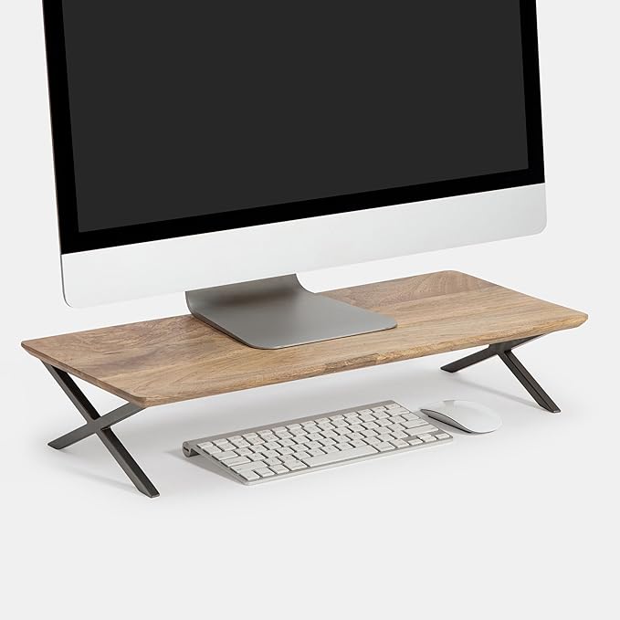 Anji Mountain Monitor Stand - Desktop Organizer & Laptop Riser, Ergonomic Monitor Riser, Space-Saving Monitor Stand for Desk, Durable Construction, Easy Assembly, Ideal for Home & Office,Natural
