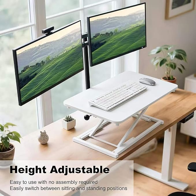 Standing Desk Converter Adjustable Height,Keyboard Riser for Stand Up Desk Riser,Computer Keyboard Stand for Desktop,Ergonomic Sit Stand Computer Workstations White Size 23.6 Inch