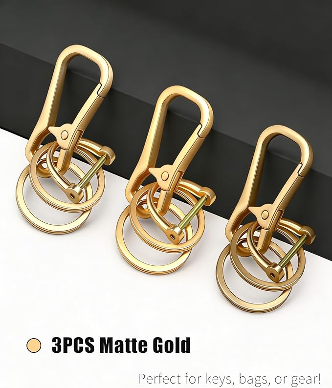 Metal Keychain Clip with Key Rings and D Ring, Heavy Duty Carabiner Key Chain Hook Holder for Car Home Keys