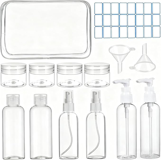 DTDNZKN 14 Pack Travel Bottles for Toiletries - TSA Approved Leak-Proof Squeezable Containers for Shampoo, Conditioner, Lotion, and Body Wash - Convenient and Practical Travel Accessories