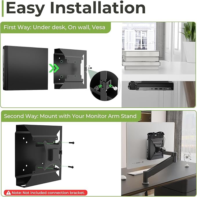 Mini PC VESA Mount for HP Mini PC Desktop with Mouse Pad, for HP Pro Mini 260,400, ProDesk 405, 600, Elite Mini 600, EliteDesk 705, 800, 805, Wall/Mount on Monitor Arm/Under Desk
