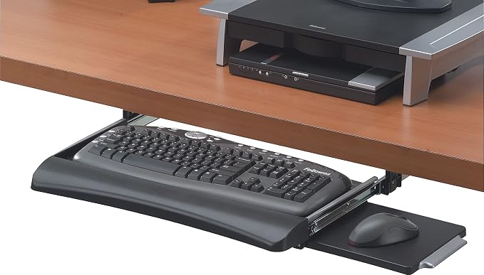 Fellowes 9140303 Underdesk Keybrd Tray, 20-1/8-Inch x7-3/4-Inch, BK/Silver