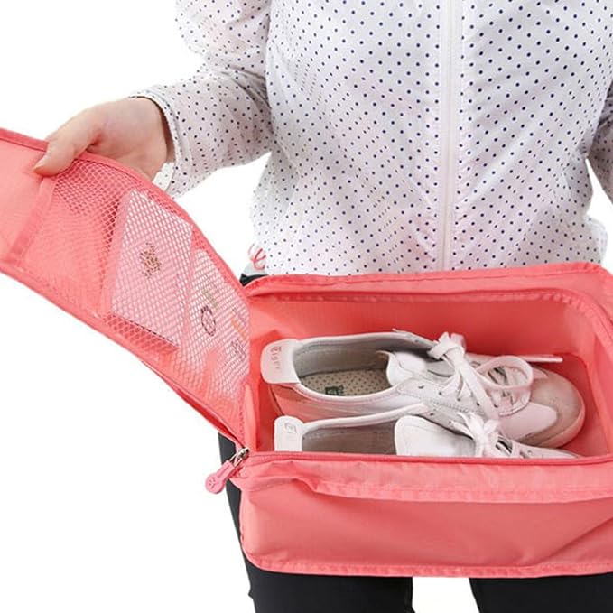 Practical Travel Shoe Pouches Breathable Meshes Compartment Polyester Organiser for Sports Gears Accessories Multifunctional Shoe Organiser