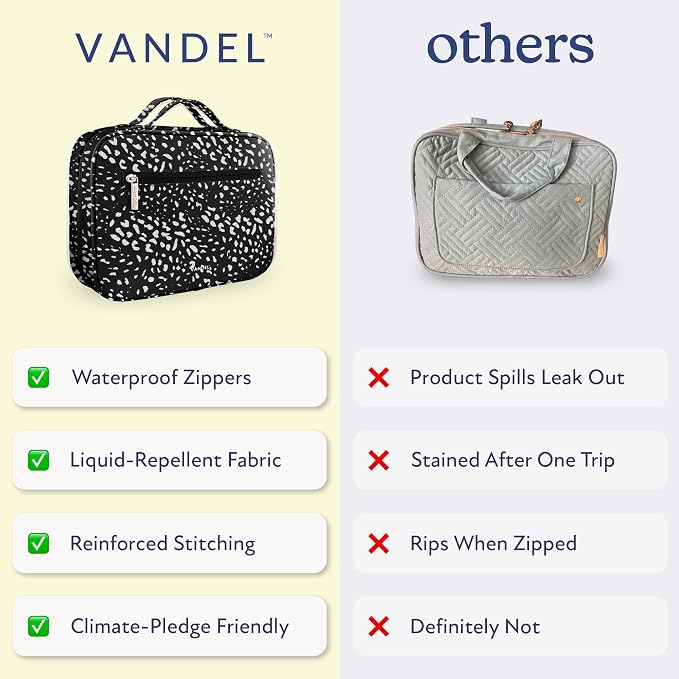 VANDEL Waterproof Hanging Toiletry Bag [TSA-Approved] Hanging Makeup Organizer Bag, Cosmetic Travel Bags for Women, Makeup Case Toiletries Organizer Hygiene Bathroom Shower Caddy - White Leopard