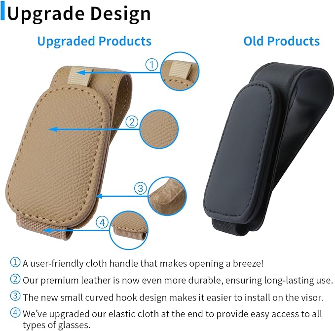 Yuoyar 2 Packs Magnetic Sunglass Holder for Car Visor - Universal Sunglasses Clip for Different Size Eyeglasses - Convenient Interior Car Accessories (Beige)