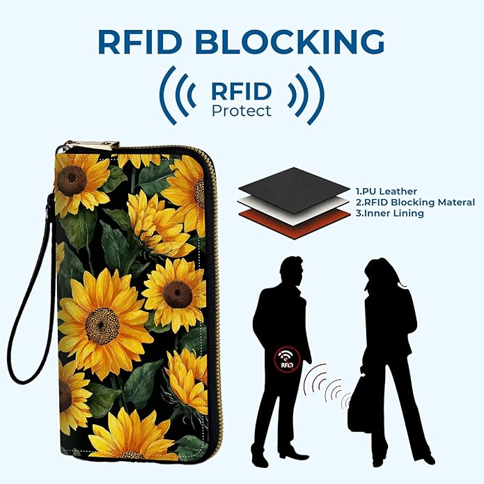 Wristlet Wallet for Women, RFID Blocking Phone Wallet, Large Capacity Zip Around Clutch, Fits iPhone 15 Pro Max, Travel Organizer Purse