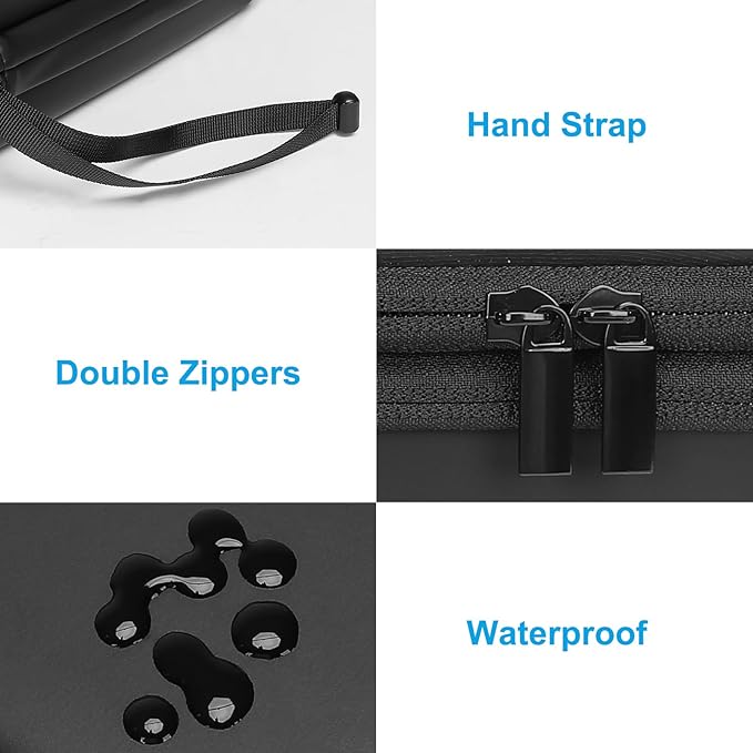 MOSISO Electronic Organizer Travel Case, Double Layer Accessories Case for Charger, Phone, Earphone, Mouse and Other Accessories, Waterproof Electronic Storage Bag with Handle, Black