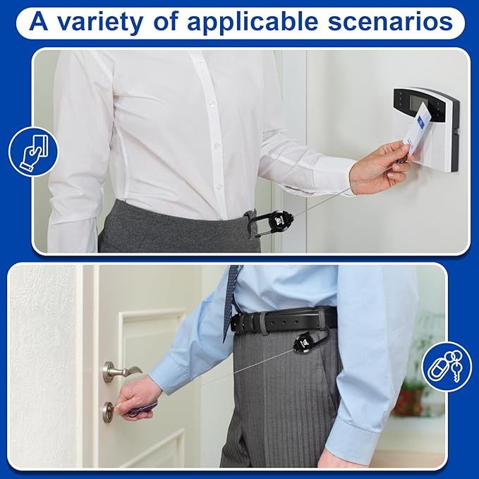 Heavy Duty Retractable Keychain, Multitool Carabiner Badge Holder-Sturdy & Durable Design for Keys, ID Badges & Small Tools, Clip-On Belt/Camping Gear for Work, Travel, Warehouse & Outdoor Use
