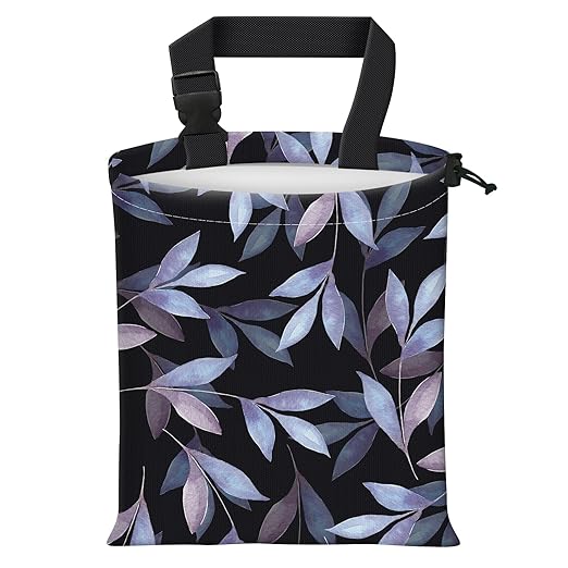 Car Trash Bag Large Hanging Can for Back of Seat, Cute Waterproof Car Garbage Bag for Vehicle, Travelling, Outdoor Cute Blue Black Leaf