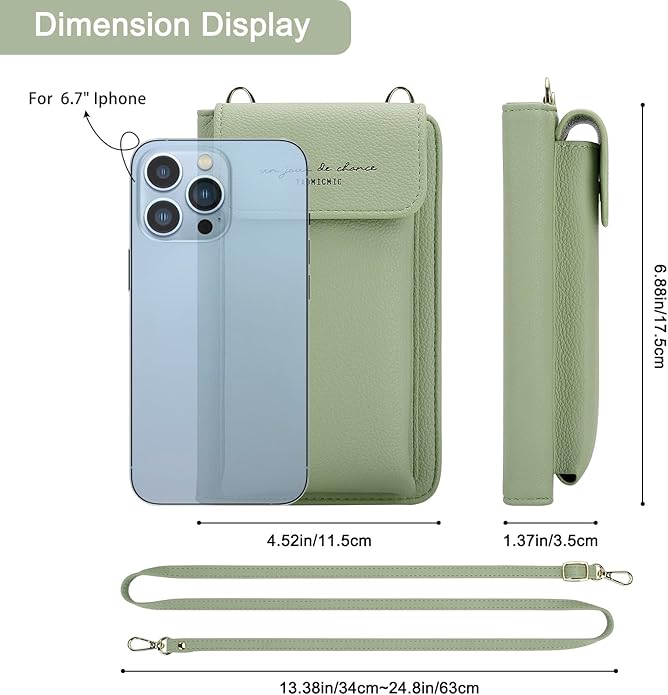 DOB SECHS Leather Passport Wallet Crossbody Phone Bag, RFID Blocking Passport Holder Credit Cards Case for Women