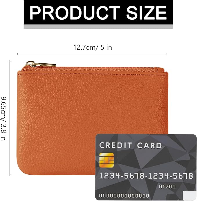 Chelmon PU Leather Coin Purse Pouch Change Holder Small With Zipper for Men Women 2 PCS Set (Black&Brown)