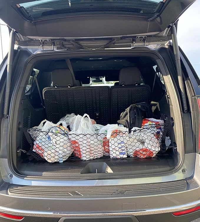 Rear Trunk Organizer Cargo Net for Chevrolet Tahoe 2015–2026 – Black Color Envelope Style Cargo Net for SUV – Premium Mesh Car Trunk Organizer Vehicle Carrier Storage – Compatible with Tahoe