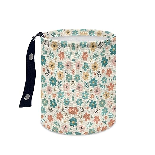 Flowers Car Rubbish Bin Holder Multipurpose Front Seat Back Seat Garbage Container Bag Kitchen Hanging Foldable Rubbish Bin Fashion Vehicle Organization Bin