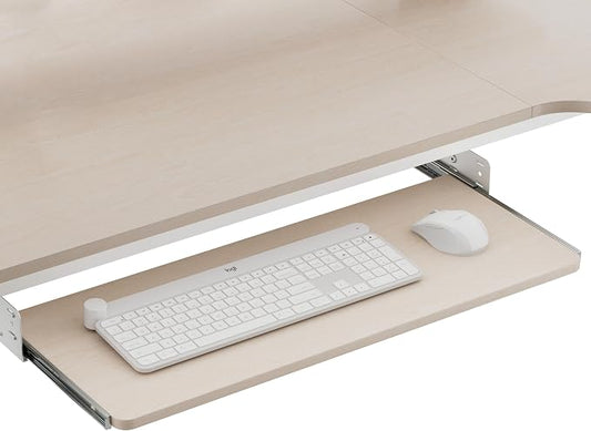 EUREKA ERGONOMIC Adjustable Keyboard Tray Under Desk, 28x11 Inch Large Slide Out Keyboard & Mouse Platform Tray, Wooden Pull Out Computer Keyboard Drawer for Typing Home Office Desk, Maple