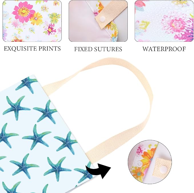 CREATCABIN Starfish Car Trash Bag Back Seat Car Garbage Bag Caning Organizer Trash Can Bin One-Handed Strap Garbage Bags for Car Accessories Vehicle Travelling Camping Outdoor Home 11.8x9.84 Inch