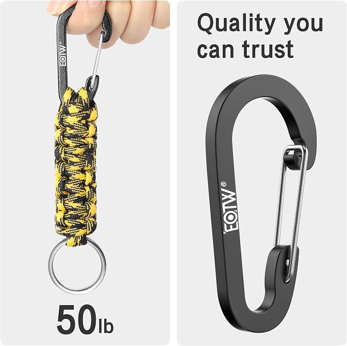 EOTW Carabiner Keychain,Paracord Keychain Small Aluminum Clip D Ring for Camping, Hiking, Fishing, Or As A Key Organizer