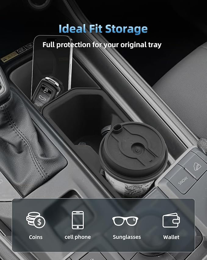 Silicone Center Console Cup Holder & Rear Door Storage Box for 2024–2026 Toyota Grand Highlander/Grand Highlander Hybrid, Interior Organizer Accessories (4PCS)