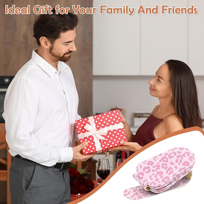 Sunglasses Holder for Car Visor - 2 Packs Pink Leopard Magnetic Leather Sunglasses Clip for Car Pink Visor Sunglass Holder Ticket Card Hanger Clips Auto Interior Accessories for SUV Truck