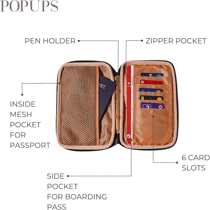 POPUPS Passport Travel Wallet for Women - Large Multiple Document Organizer and Holder with Wristlet - Serengeti