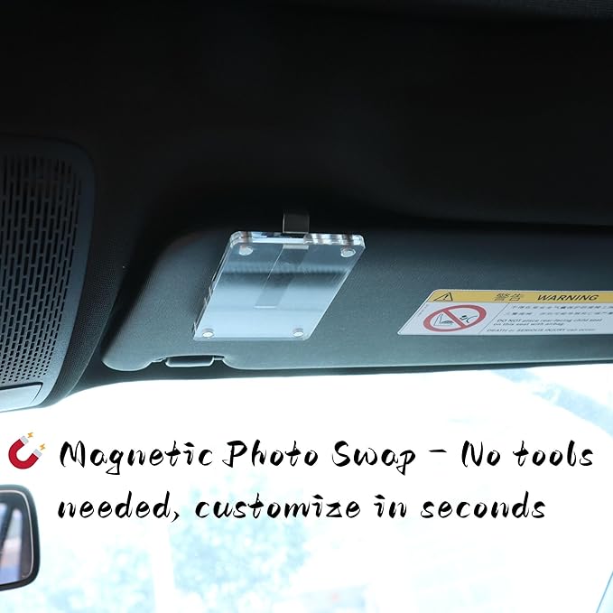 Car Sun Visor Photo Holder, 2 Pack Universal Magnetic Car Visor Clip, Personalized Picture Frame for Cars, Photo car visor clip