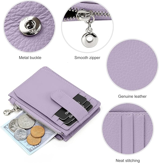 Slim Wallet for Women Genuine Leather Card Holder Thin Womens RFID Blocking Small Wallets