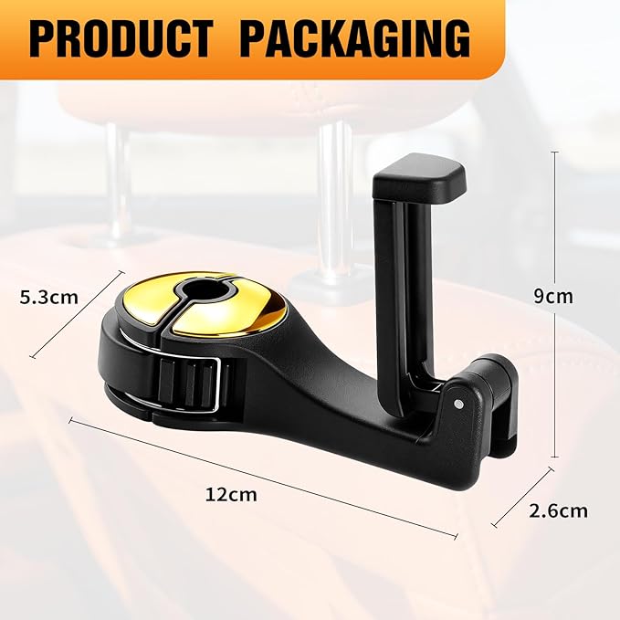 Hidden car Purse Hook and Phone Holder Purse Hook Purse Holder for car car seat Back Hooks Automotive seat Back Organizer headrest Hooks for Bags and Purse (Black, 2)