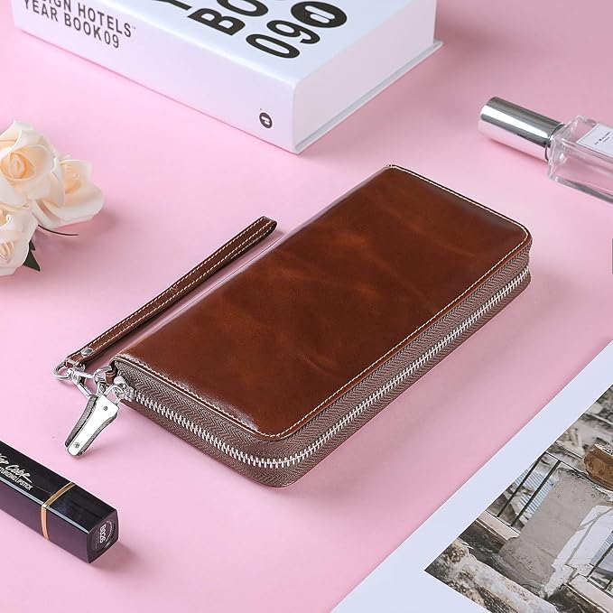 Lavemi Small Compact Women Wallet RFID Blocking Genuine Leather Bifold Purse with ID Windows