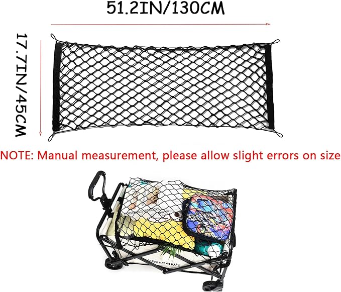 ZMD Truck Bed Cargo Net Elastic Trunk Stretchable Tailgate Nets Automotive Organizer and Storage Truck Storage Neting with Hook for Cars Pickup SUVs Trucks Vant (51x18 Inch)