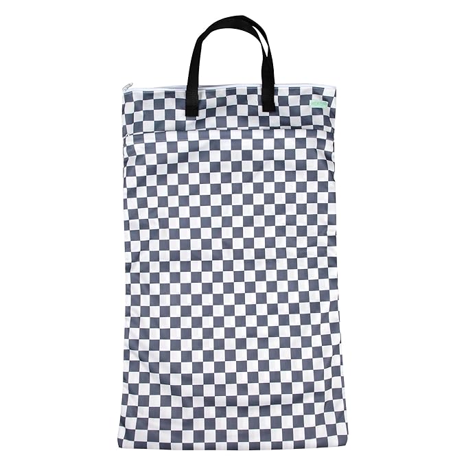 wegreeco Reusable Hanging Wet Dry Cloth Diaper Bag (Checkerboard Grey)