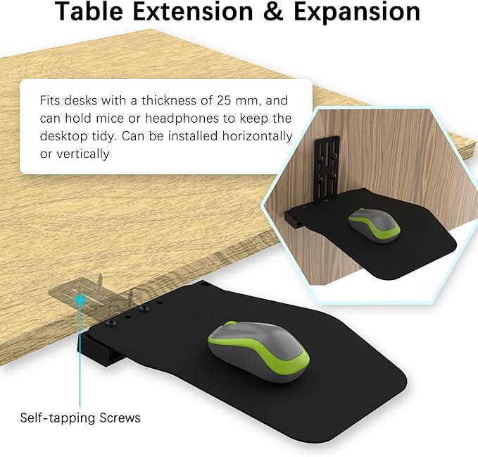 EG STARTS 1x Metal Extend Mouse Pad Holder Platform, Adjustable Horizontally & Height for Desk & Chair Extend Metal Computer Mouse Desk Mount Pads, Flight Joystick Mount Extension Attachment
