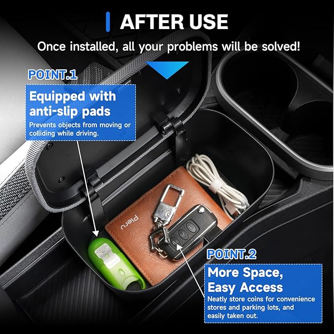 SXCY for 2025 2026 Mini Cooper Center Console Organizer [F65 F66 Gas Version Only] for 2025 2026 Mini Cooper Accessories Front Center Console Tray 2026 Cooper Armrest Console Organizer Storage