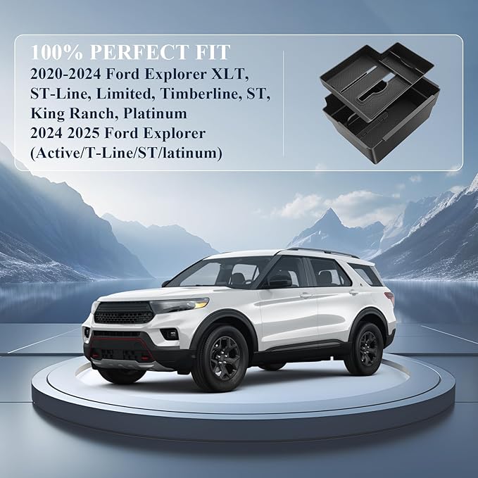 BIBIB0 2Pack for 2025 Ford Explorer Center Console Organizer 2022-2025 Ford Explorer (Active/T-Line/ST/latinum) Console Trays Ford Explorer Insert Armrest Organizer 2025 Explorer Double Layers