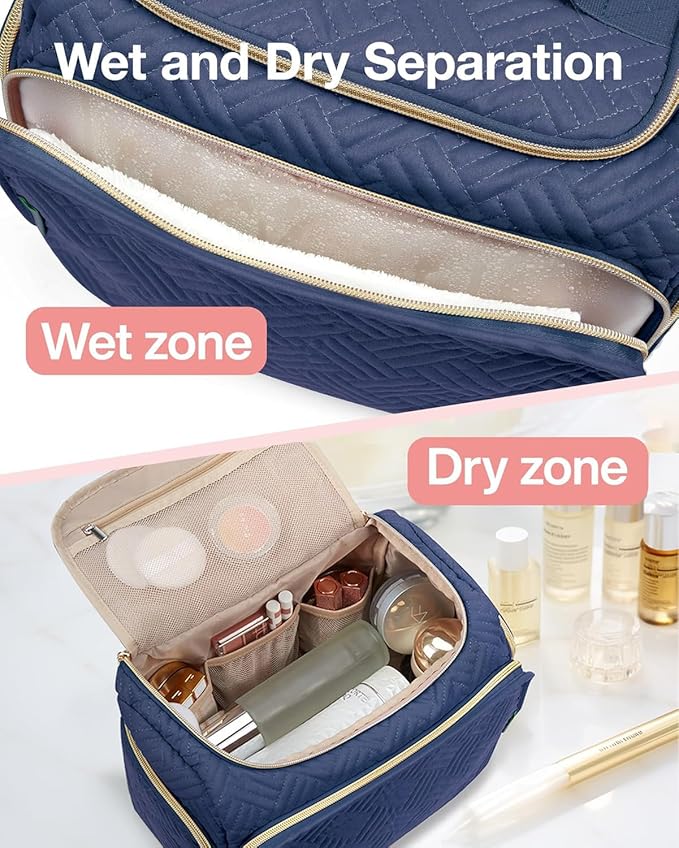BAGSMART Travel Toiletry Bag for Women, Cosmetic Bag Makeup Bag Organizer with Handle, Travel Bag for Toiletries, Travel Accessories, Full Sized Container