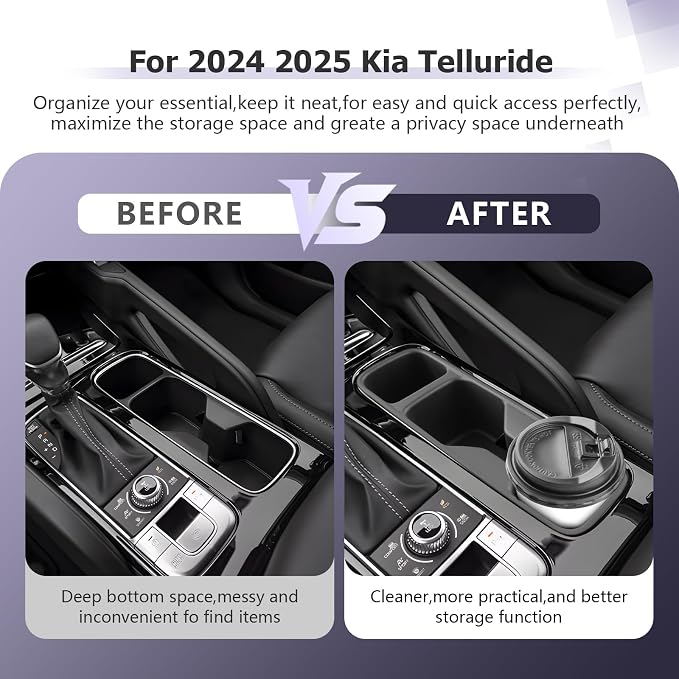LUWU Cup Holder Compatible with 2020-2022 2023 2024 2025 2026 Kia Telluride Center Console Organizer Drink Holder Replacement for 2026 Kia Telluride Accessories (Compatible with 2020-2026 Telluride)
