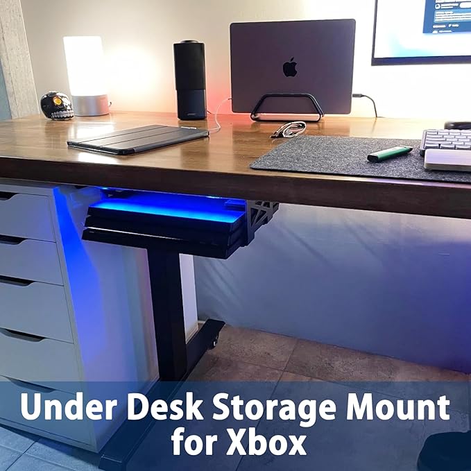 woiron Under Desk Laptop Mount, Metal Under Desk Shelf Holder Compatible for MacBook,Mini PC,Xbox Series S,Xbox One S/X, Under Laptop Storage Mount