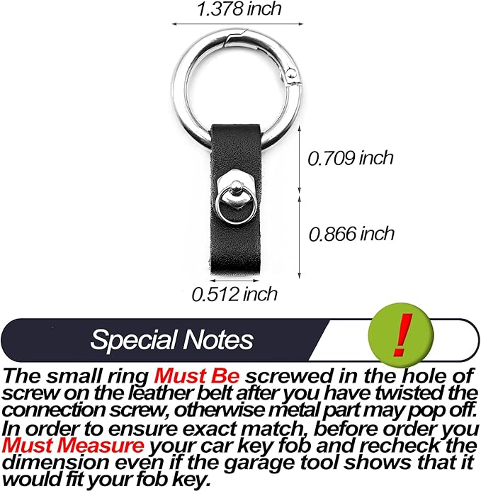 MECHCOS Key-Chain with Quick-Release Spring Clip Keyring - Leather and Metal Car Keychain for Men or Women, with Anti-Lost Ring, Black