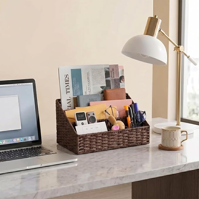 Mail Organizer Countertop, Mail Organizer, Mail Sorters, Magazine File Holder, Desk Organizer and Accessories, Dark Brown