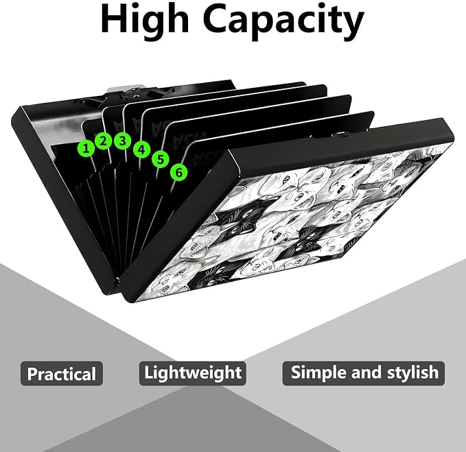 Credit Card Holder, Black White Art Cat Design Mini RFID Blocking Aluminum Wallet Slim Metal Hard Case Shell Travel Wallet ID Case Small Credit Cards Case Business Cards for Women Men Girls
