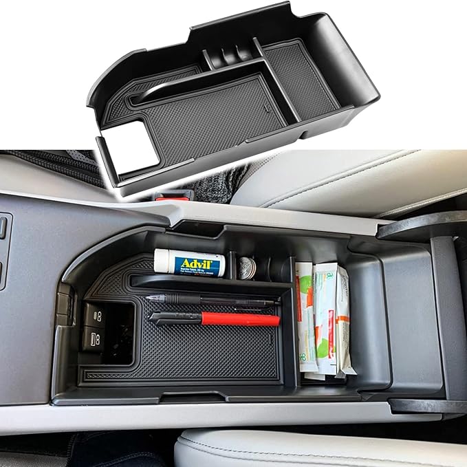 RUNROAD Center Console Organizer Compatible with Toyota Camry XLE XSE 2018-2024 and Camry LE SE 2020 2021 2022 2024 Accessories, Armrest Insert Tray Secondary Storage Box Fit 2 USB Ports, Black